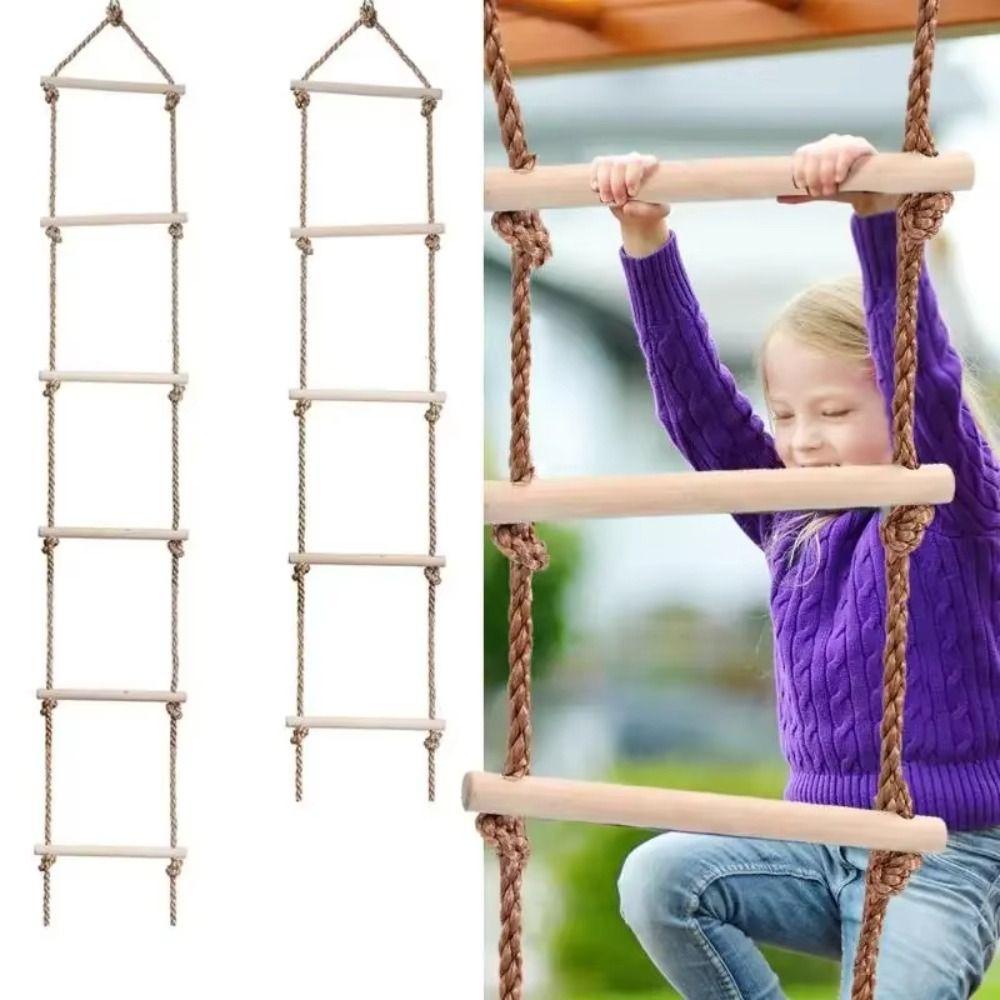Wooden Rope Climbing Ladder Toy with Platforms Wooden Rope Ladder  For Garden