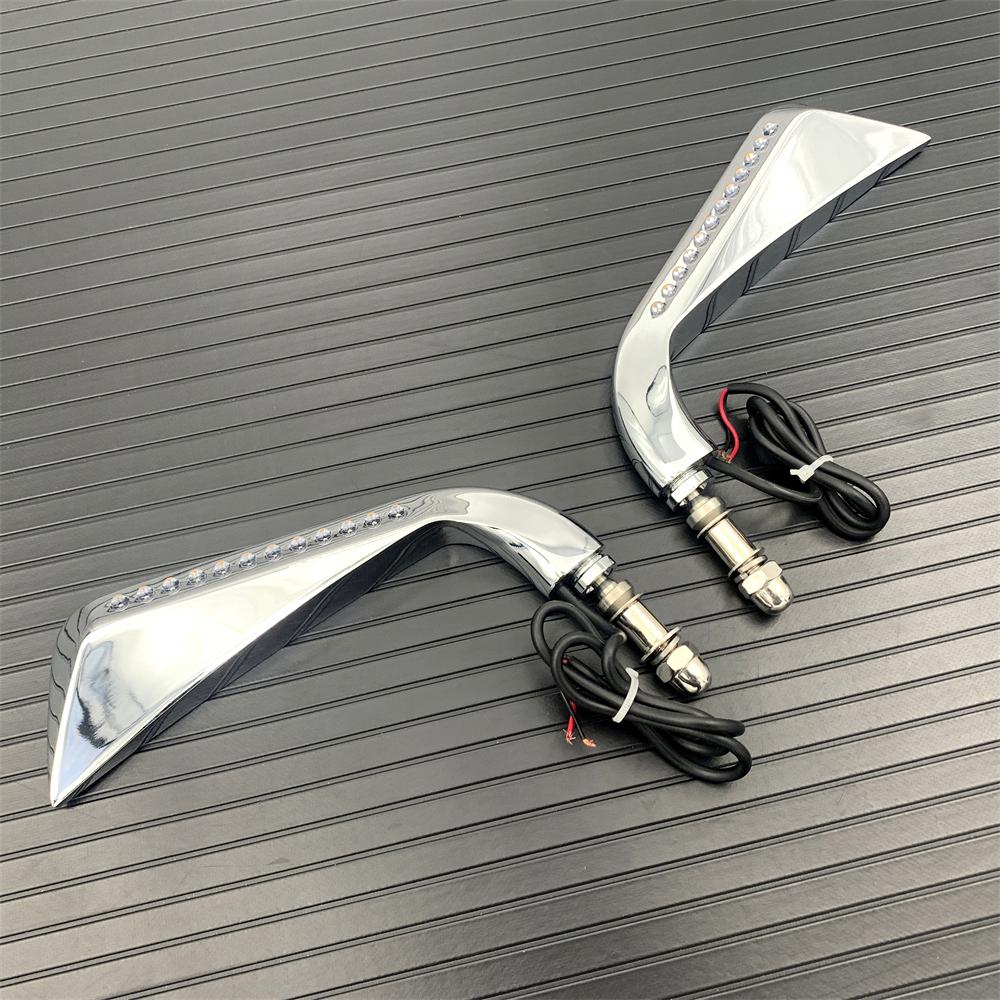 For Harley Sportster Softail Dyna Electra Glide Motorcycle LED Sickle Rearview Side Mirror With Flowing Water Turn Signal