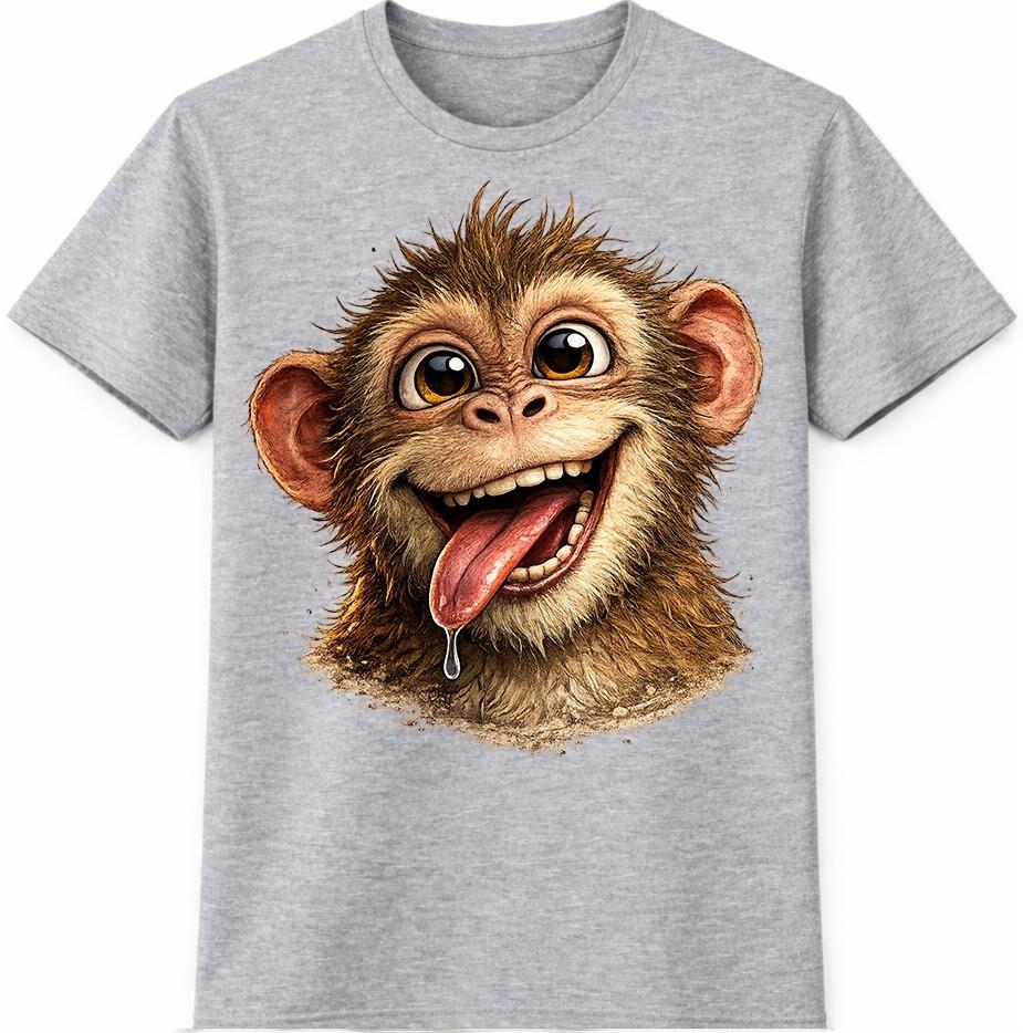 Lustiges Affen T-Shirt Verspieltes Lachendes Tier Grafik T-Shirt Lässiges Spaß Geschenk Oberteil