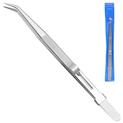 For Diamond Gem Jewelry Making Precision Tool Professional Stainless Steel Adjustable with Buckle Slide Lock Antistatic Tweezers
