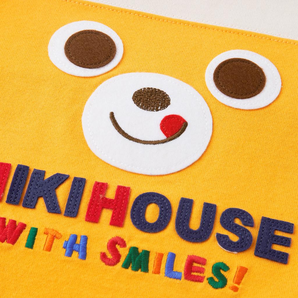 MIKI HOUSE Long Sleeve T-Shirt with Logo, for Boys and Girls, Baby, Kids, School, 10-5234-579, 130cm, Yellow