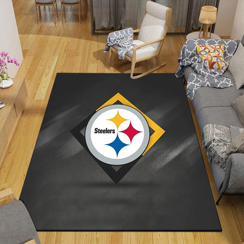 Pittsburgh Steelers3 Flannel Pattern Square Carpet,Area Rug,Carpet Rug for Living Room Bedroom Sofa Playroom Decor,Non-slip Floor Mat