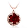 Elegant Color Rose Pendant Long Necklace For Women Shinning Crystal Flower Sweater Accessories