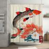 Beautiful Fish Pattern Shower Curtain Waterproof Bathroom Decor Red, Black, Orange Floral Design, 180x240cm