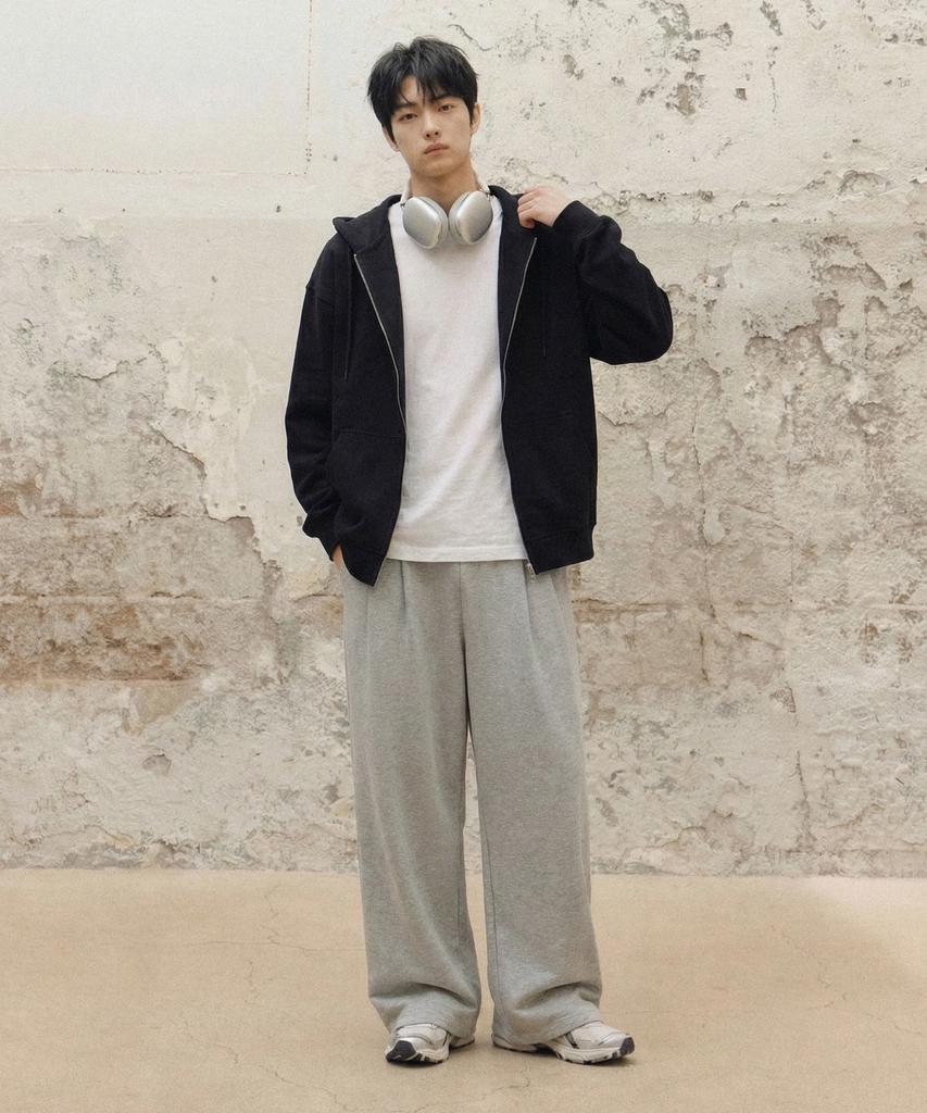 Age O.D. Single-Pleat Wide Sweatpants [Gray]