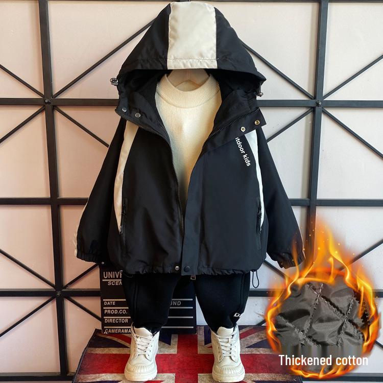 Boys' 2025 Stylish Detachable Outerwear: Cotton-Padded Spring & Autumn Jacket