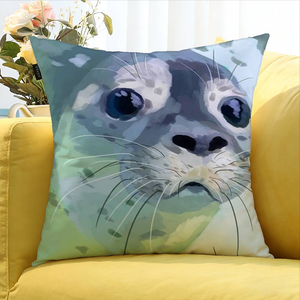 Cute Seal Sea Various Sizes Square Pillow Case For Car Home Bedchamber Decor