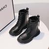 Winter 2025 Girls' Ankle Martin Boots with Velvet, Leather Princess Style for Little and Big Kids