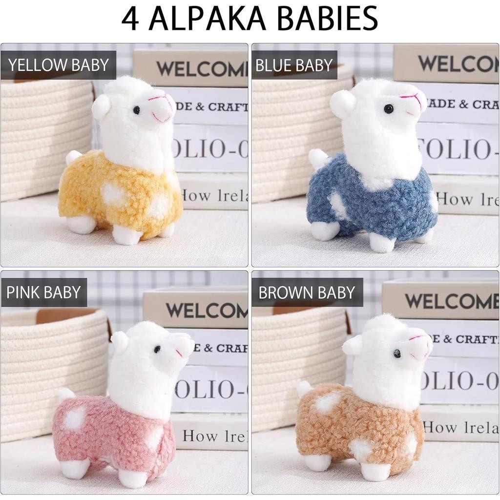 1-4PCS Cute Alpaca Plush Keychain Soft Stuffed Cartoon Cute Plush Keychain Bag Backpack Pendant Animal Plush Toy for Kids Adults