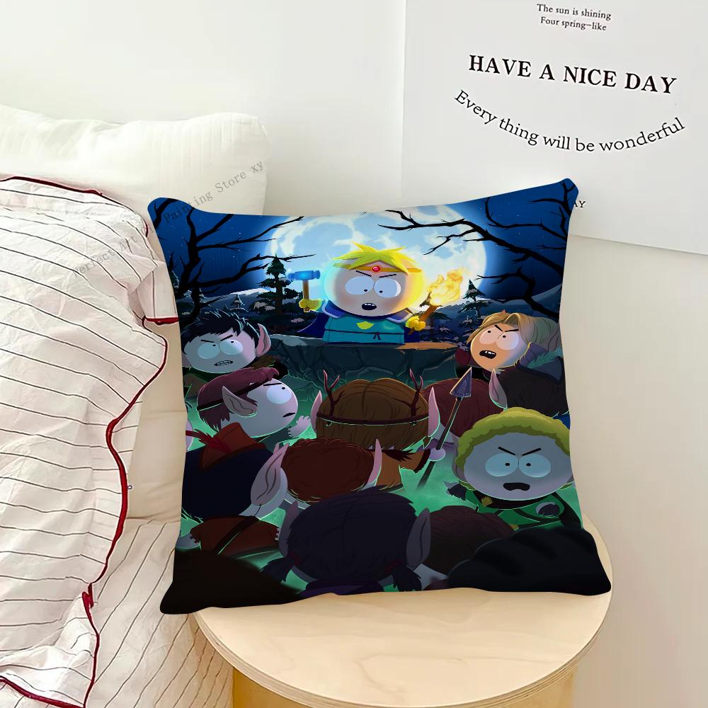 Cartoon S-South-h P-Park-k Pillow Case Square Pillow Bedroom Sofa Leisure Comfort Cushion Car Living Room Home Decoration