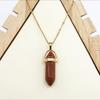 Crystal Agate Hexagonal Pendant Necklace with Gold Alloy Chain and Adjustable Extension