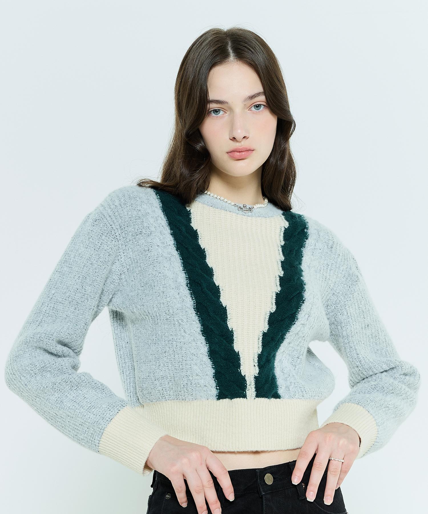 Latizen L6 Cable Color Knit(Gray) Gray/Free