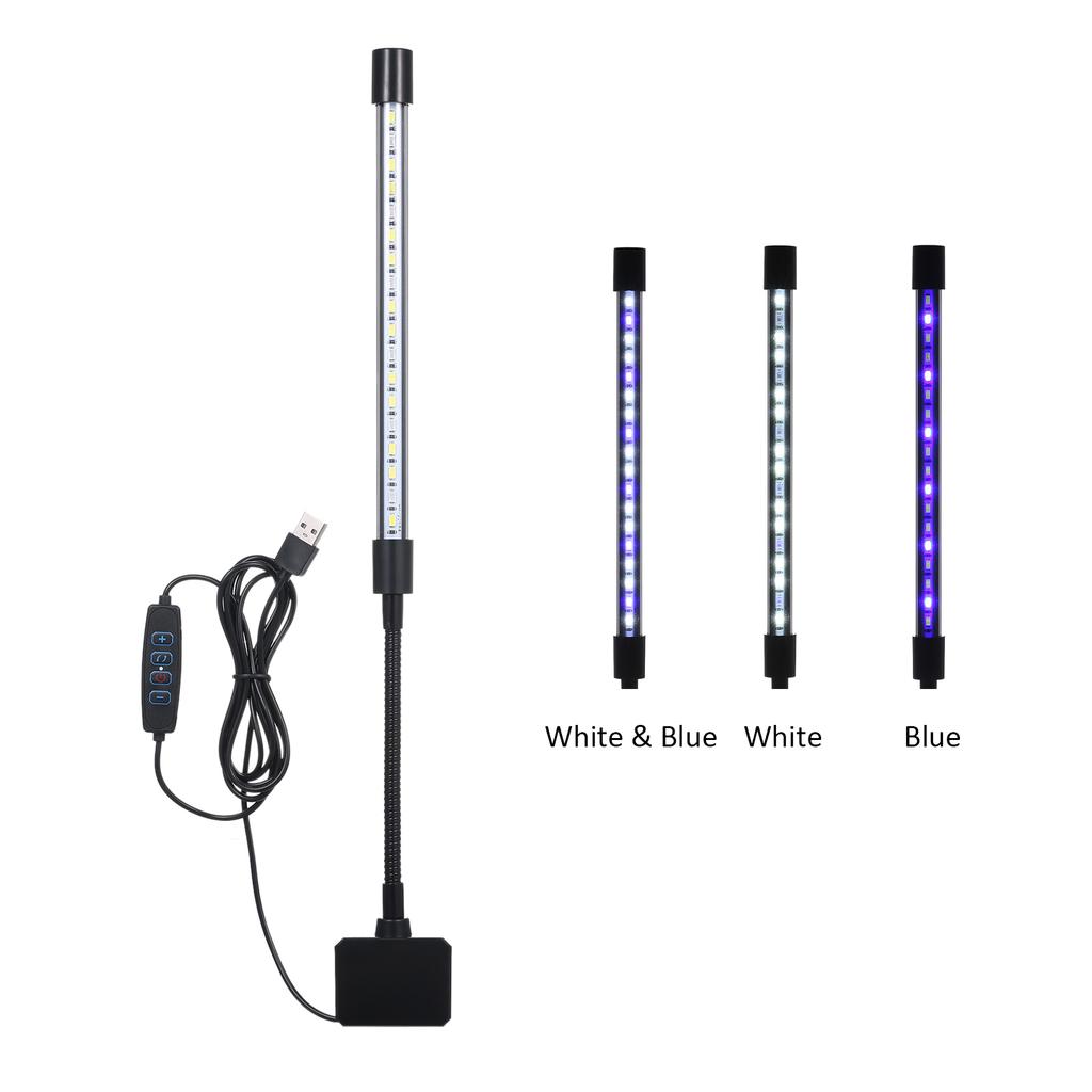 D C 5V 7W 20LED Aquarium Light Fish Jar Clamp Clip View Lamp USB Powered Operated 3 Lighting Colors Changeable 10 Levels   Brightness Dimmabl