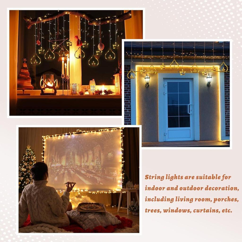 Diya Lights Diwali String Curtain Lights – Warm White Indoor & Outdoor Lights for Home, Wall, Window, Indian Wedding, Garden, Bedroom, Christmas