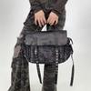 Ladies Vintage Denim Splicing Tote Bag Rivet Long Shoulder Strap Tassel Crossbody Bag
