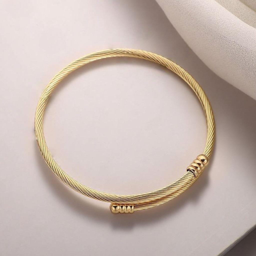 Stainless Steel Women's Fashionable Colorfast Round Wire Rope Bracelet
