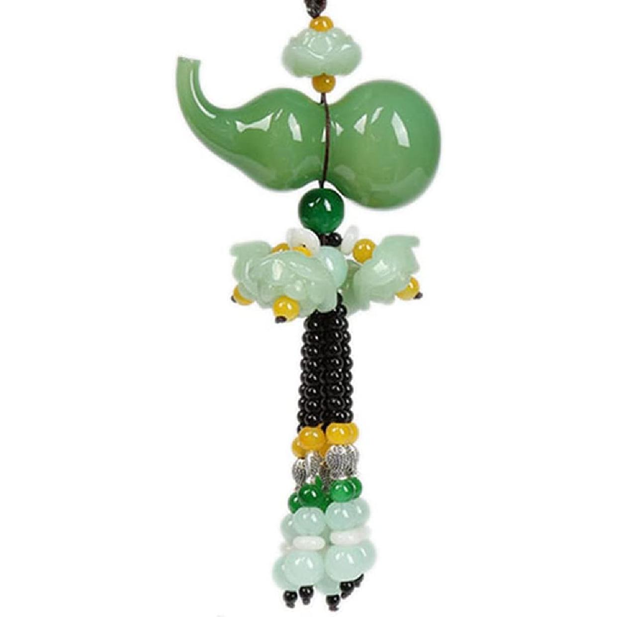 Jade Pendant, Jade Gourd Car Pendant Car Rearview Mirror Decoration Accessories Car Ornaments