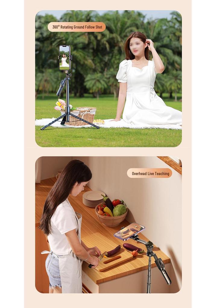 Universal Rotating Selfie Stick Tripod with Anti-Shake Gimbal for Mobile Phones – Ideal for Live Broadcast and Travel Photography