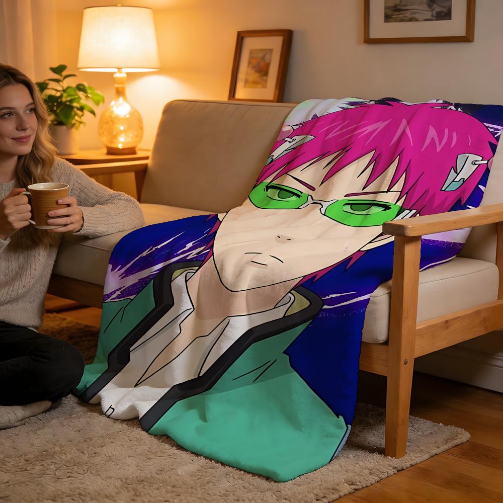 Throw High-Density Short Plush Blanket For Sofa Nap Air-Conditioned Room Soft Skin-Friendly The Disastrous Life Of Saiki K Anime