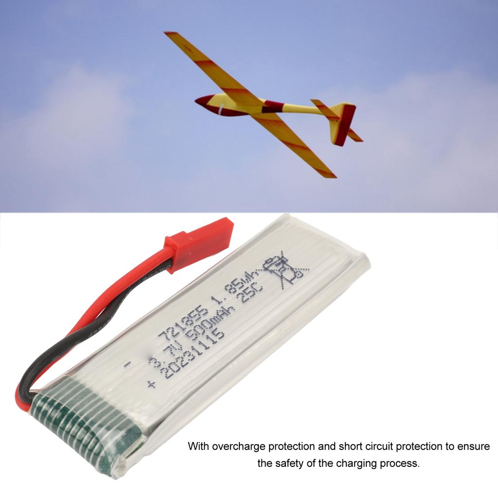 721855 Aircraft Lithium Battery 25C 3.7V 500mAh with JST Red Plug Aircraft Lipo Battery for U818A H37