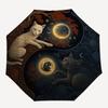Yin-Yang Katzen: Mondlicht Harmonie WandkunstRegenschirm, Tragbarer 3-fach Kompakter Regenschirm, Weihnachtsgeschenk ES572