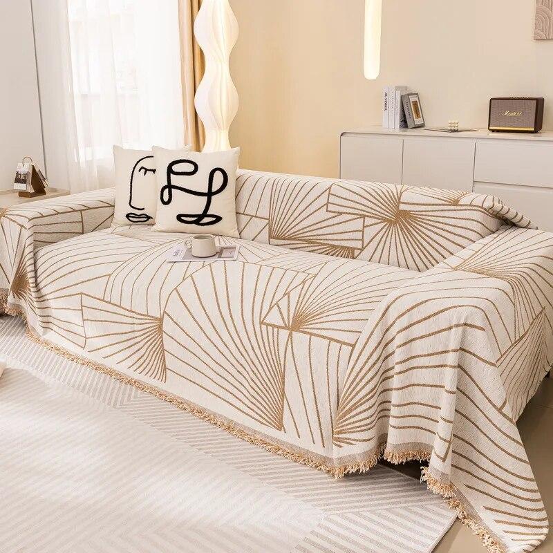 Tassels Geometric Sofa Cover Chenille Four Season Universal Couch Cover Non-slip Thrown Blanket Modern Sofa Towel 180x130cm1pcs