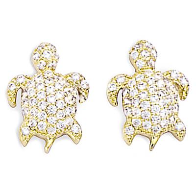 [L7022] - Gold Plated Earrings 'Turtles' White Gold - 12x9 Mm