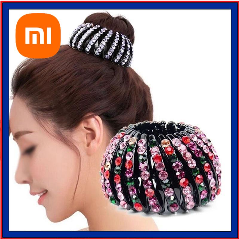 Xiaomi Rhinestone Hair Bun Maker Korean Style Hair Ring Elegant Hairpin Crystal Hair Accessory For Women Bridal Party Headpiece