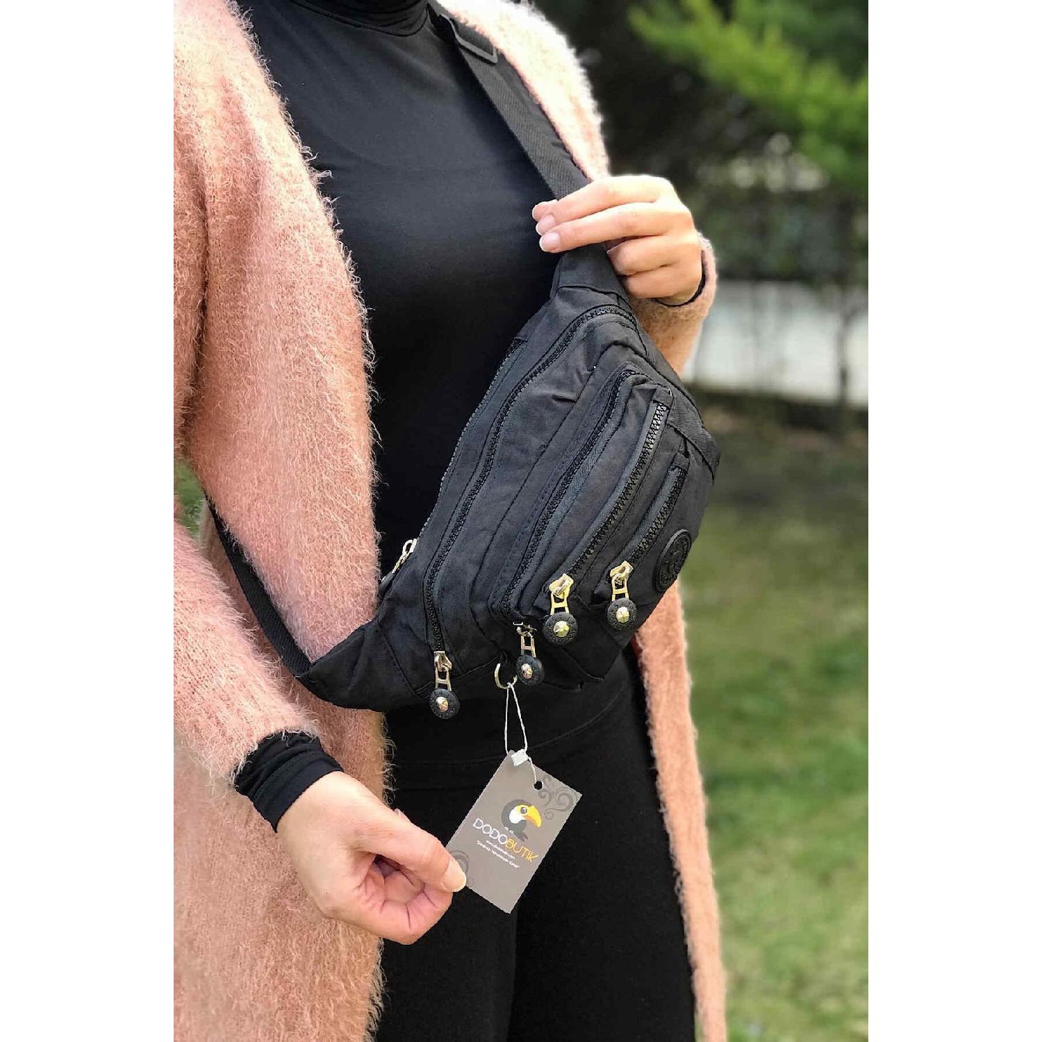 

Водостойкая поясная сумка унисекс черного цвета чёрный