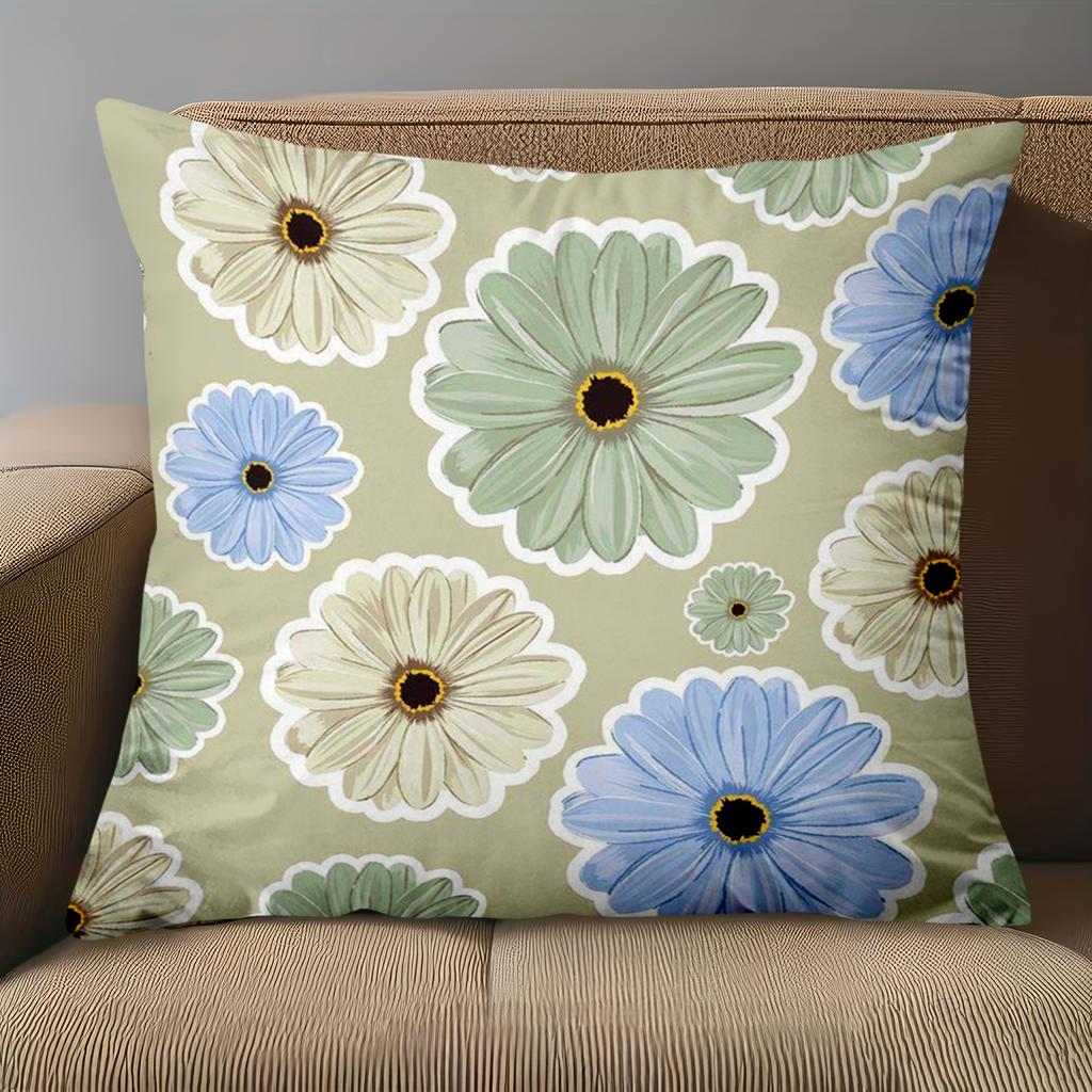 1 pieces -2D flat printing Floral Patterned Throw Pillow Cushions Decorative Polyester pillowcase, sofa decorative cushion cov