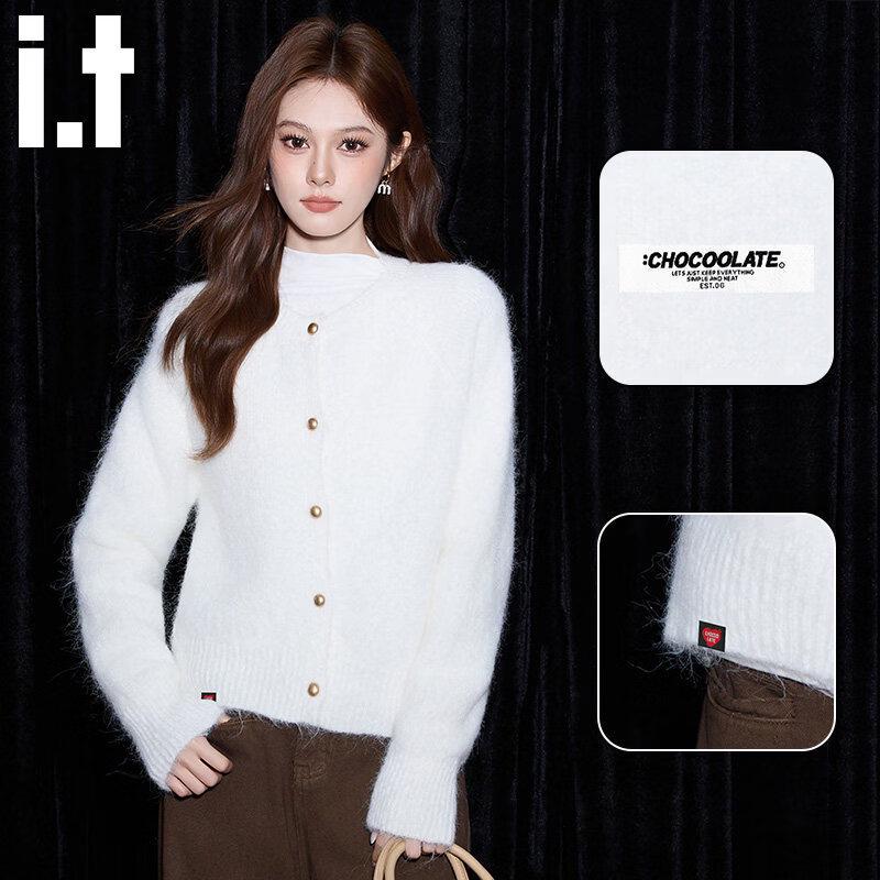 CHOCOOLATEit Women s Round Neck Wool Knit Cardigan One Size