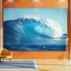 2D Surfwellen-Wandteppich, Blauer Ozean-Fasswellen-Hintergrundtuch