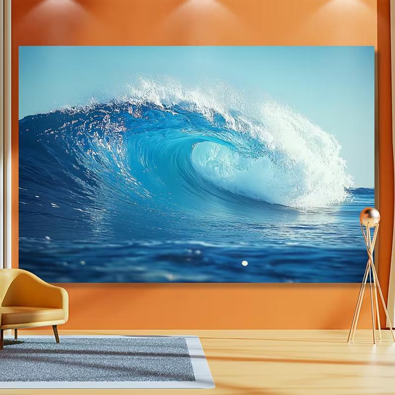 2D Surfwellen-Wandteppich, Blauer Ozean-Fasswellen-Hintergrundtuch