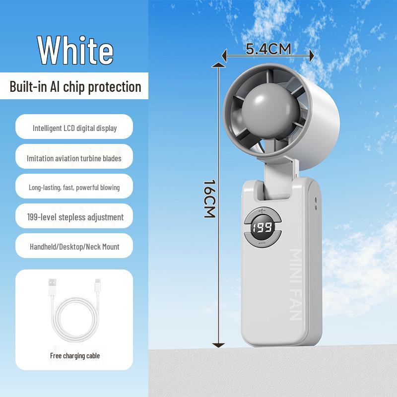 

USB Portable Silent Neck Fan with Digital Display S22 білий