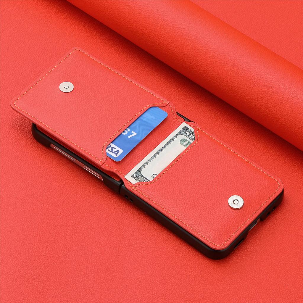 For Samsung Z Flip 5 Anti-Drop Card Slot Phone Accessories Case for Samsung Galaxy Z Flip 5 Flip5 Finger Ring Leather Bag