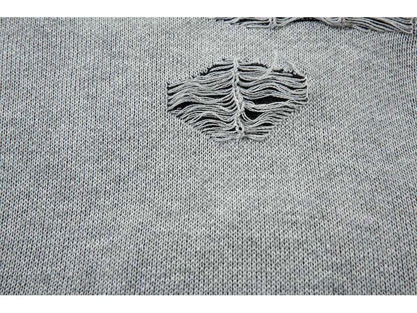 Pull Zippé Déchiré Tendance Unisexe Automne 2024 - Maille Streetwear Ample