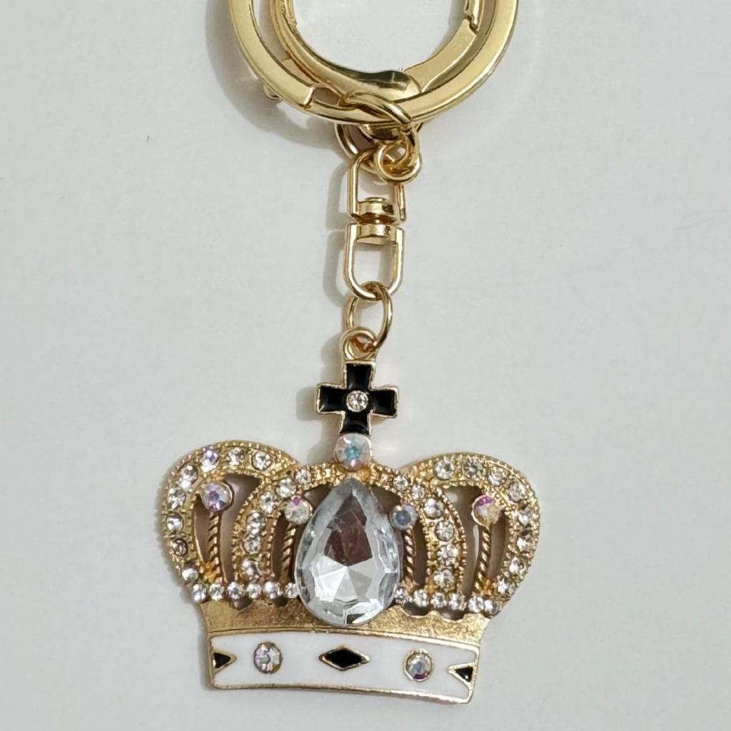 Rhinestone Crown Water Drop Keychain Pendant