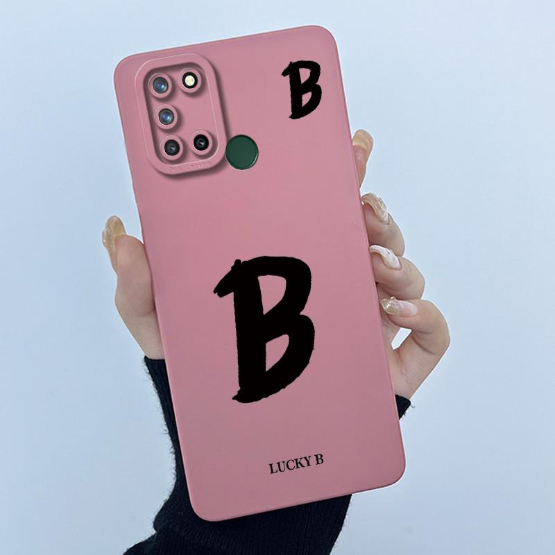 Casing For Realme 7i 7 i RMX2103 Realme C17 RMX2101 Phone Case Lucky Initial Letter Silicone Matte Soft Shockproof Bumper Cover