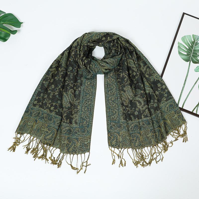 New women's jacquard long towel with shawl cashew nut summer sunscreen shawl scarf autumn and winter long towel