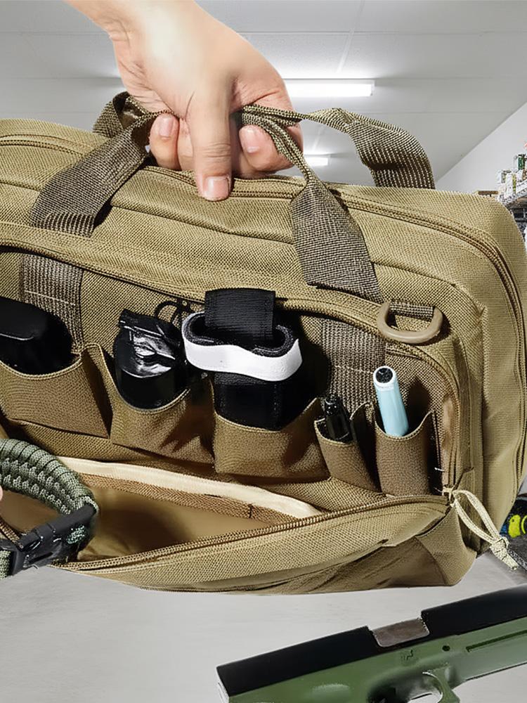 600D Oxford Cloth Tactical Handgun Bag Multiple Pockets Tactical Gun Case Shooting Range Bag for Outdoor Hunting Shooting Range