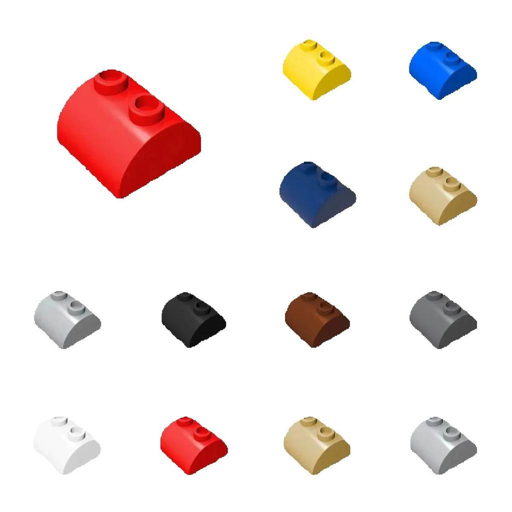 50 stuks MOC 30165 Bakstenen Hellend Gebogen 2x2x1 Dubbel met 2 Noppen DIY Bouwstenen Speelgoed Compatibel Past in Constructie Speelgoed