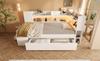 Daybed 90x200 cm White Single Youth Bed, Wood-Based, LED Lighting, USB & Type-C Charging, Shelves & Drawers, incl. Slatted Frame (With Mattress)