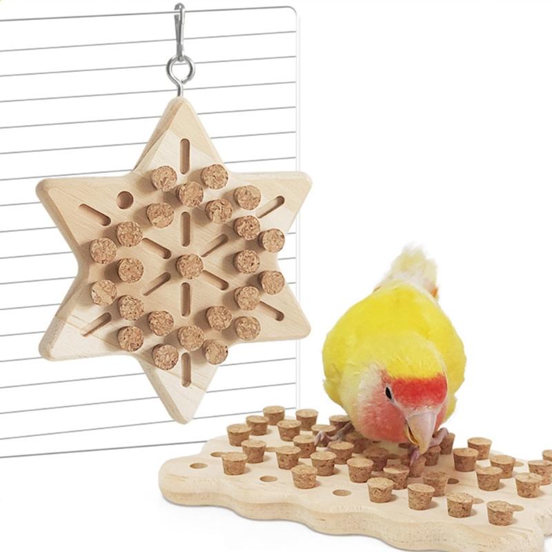 Bird Block Pecking Toy Bird Grinding Cork Toy Standing Perches for Small Large Bird Birdcages Decors Molar Toy