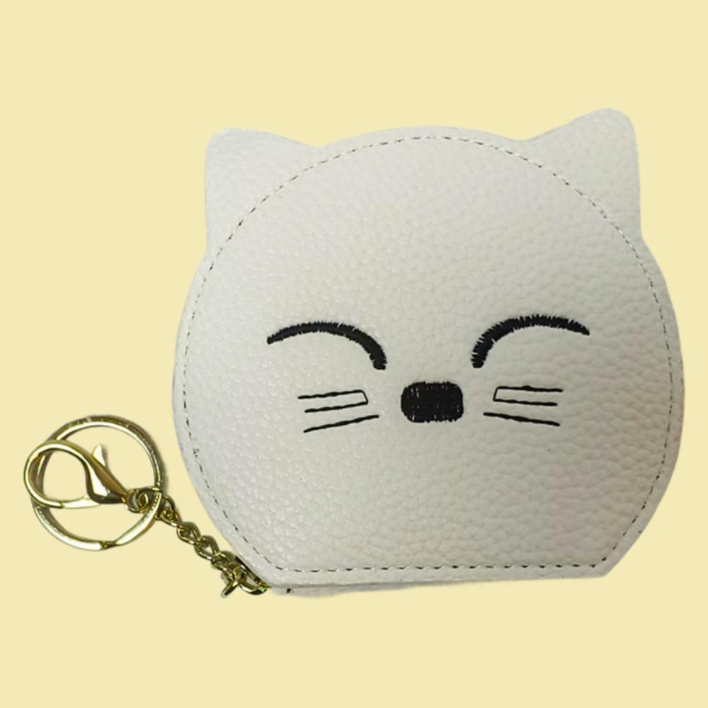 

with Makeup Mirror Pu Cosmetic Bag PU Leather Mini Storage Bag Cat Shape Makeup Bag Women белый