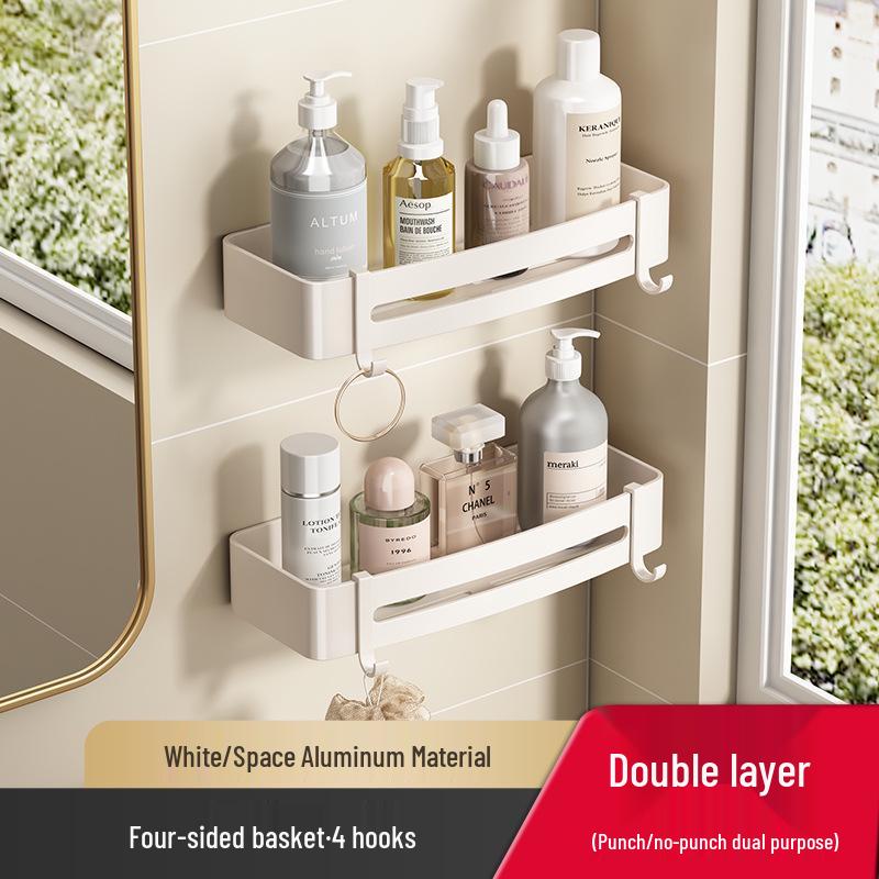 Gunmetal No-Drill Triangular Bathroom Shelf - Space Aluminum Corner Storage Basket