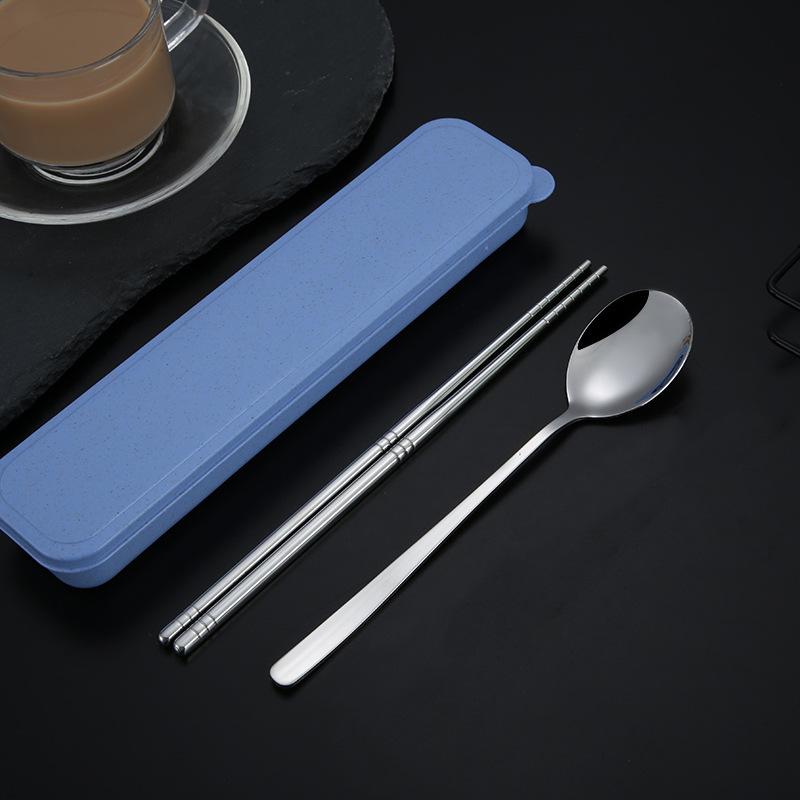 

Набор столовых приборов из 2/3 предметов из нержавеющей стали 304, вилка, палочки для еды, ложка, портативный многоразовый набор столовых приборов с ящиком для хранения 2