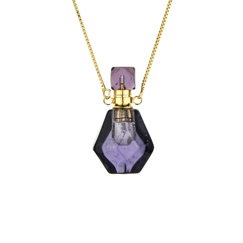 Crystal Perfume Bottle Pendant Necklace Aromatherapy Essential Oil Natural Stone Perfume Bottle Pendant Necklace
