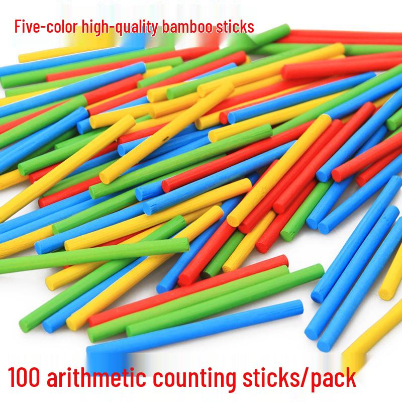 100 Multicolor Bamboo Counting Sticks - Children's Arithmetic Learning Toy