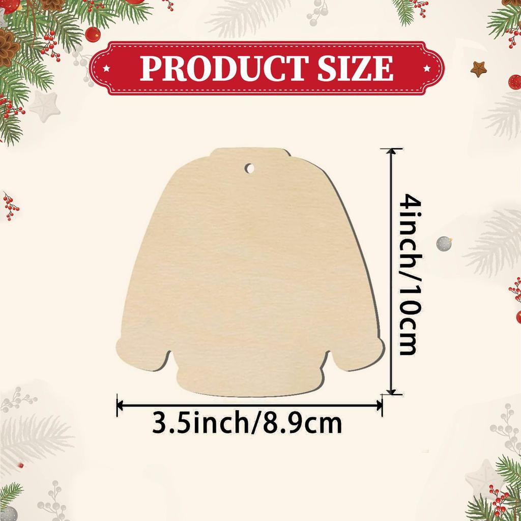 30 Pieces Unfinished Cutouts Blank Wood Slices 4" X 3.5" Wooden for DIY Crafts Party