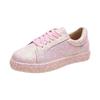Fashion Plus Size Women's Shoes 2025 Spring Autumn New Style Solid Color Sequins Lace Up Flat Bottom Comfortable Casual Sports Shoes